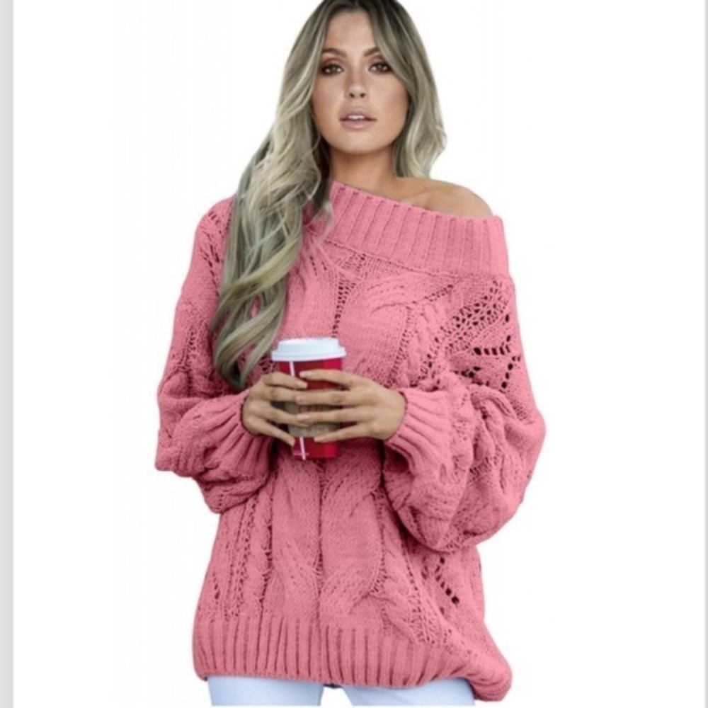 Pink Chunky Oversized Pullover Sweater